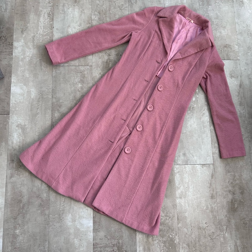 Elegant Pink Long Coat